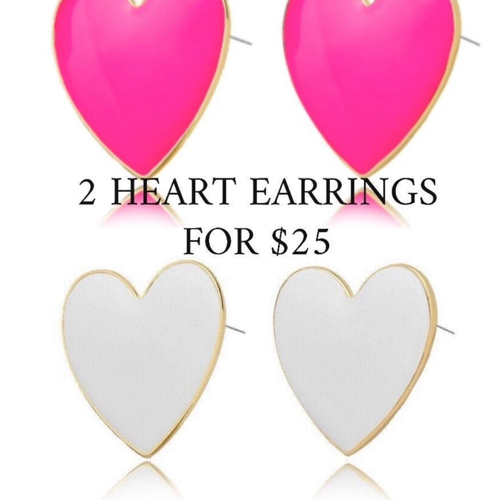 2 pairs of heart shaped pierced earrings. Brand new.
